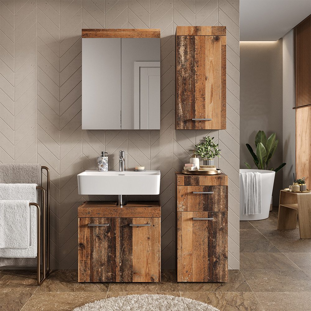 Vicco Badmöbel-Set Luna, Oldstyle, 5 Teile, (5-St., 5er Set)