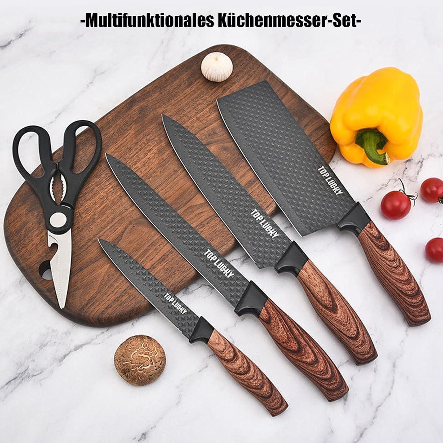 LuxusKollektion Messer-Set Premium Messerblock mit Messer Holzgriff Messer Set 6 tlg