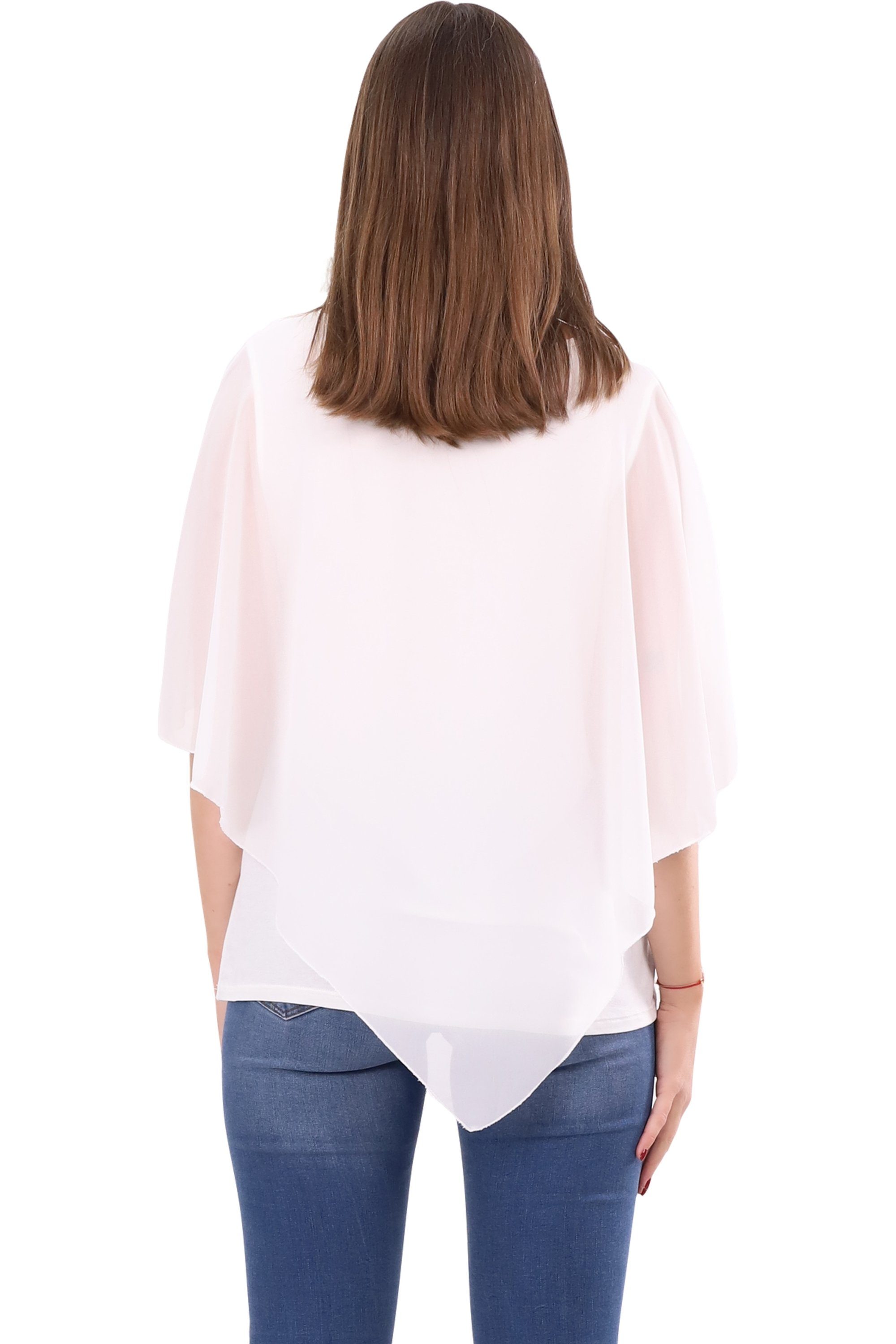 malito more than fashion Chiffonbluse malito Damen Chiffonbluse asymmetrisch 10732 Schlupfbluse Blusenshirt asymmetrisch geschnitten Einheitsgröße
