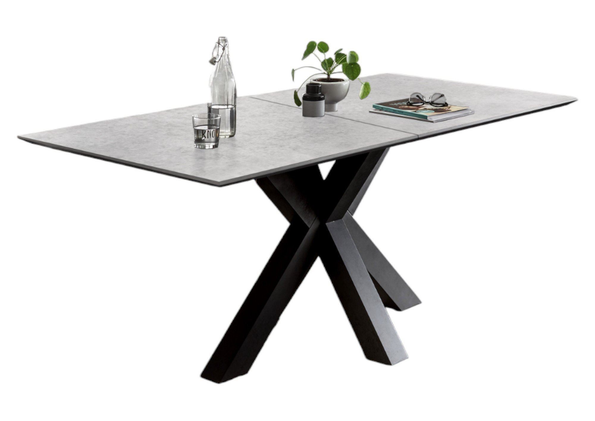 58 aufm Kessel Esstisch ausziehbar Elda 3 160 x 90 x 75 Esszimmertisch Schwarzstahl/Keramik (Einzeltisch)