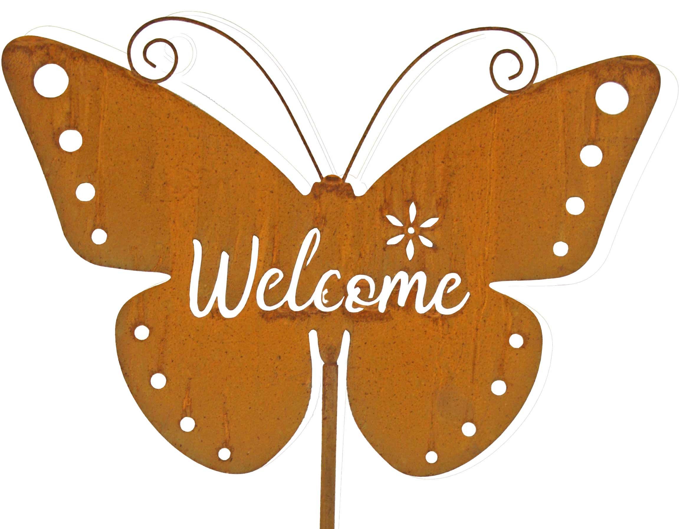 IKO Gartenstecker Gartenstecker Schmetterling Welcome (2-St) rostoptik, Gartenstecker, Schmetterling, Welcome