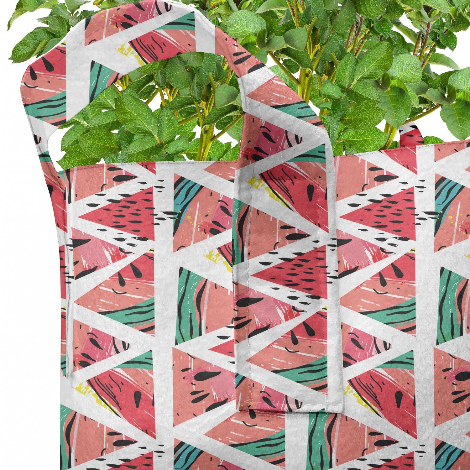 Aquarell Stofftöpfe Pflanzkübel mit abstrakte Pflanzen, hochleistungsfähig Griffen Wassermelone für Abakuhaus
