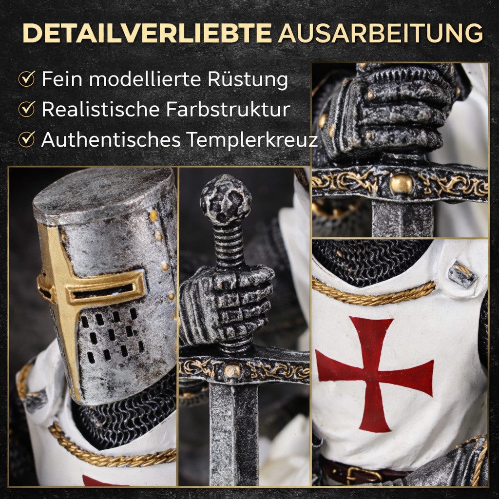 Vogler Dekofigur Tempelritter knieend 18 cm Figur Templer knieend Ritter Mittelalter