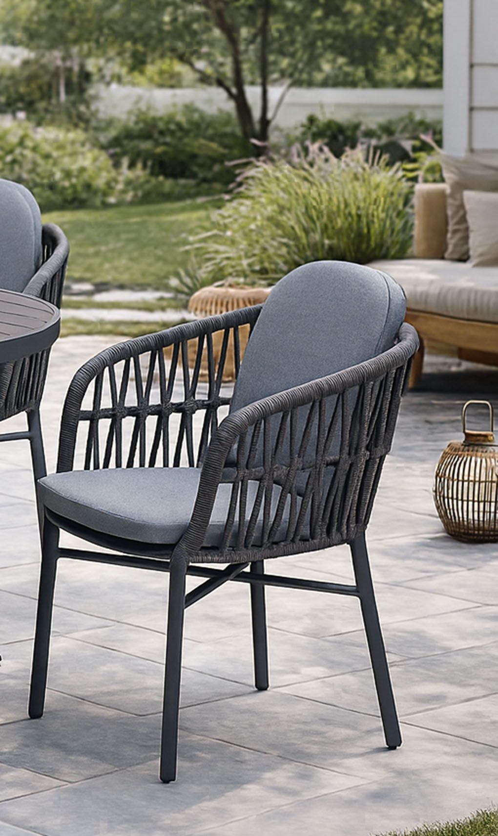 Destiny Gartensessel COMO (Set, 2-St), stapelbar, anthrazit meliert, Polster grau