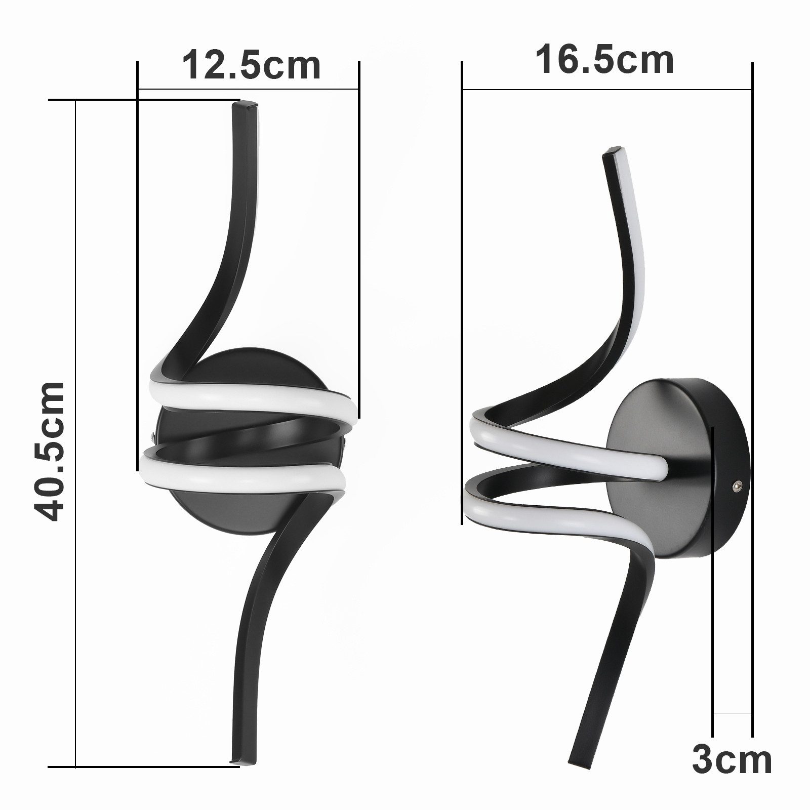 ZMH LED Wandleuchte Innen Schwarz/Weiß Modern günstig online kaufen