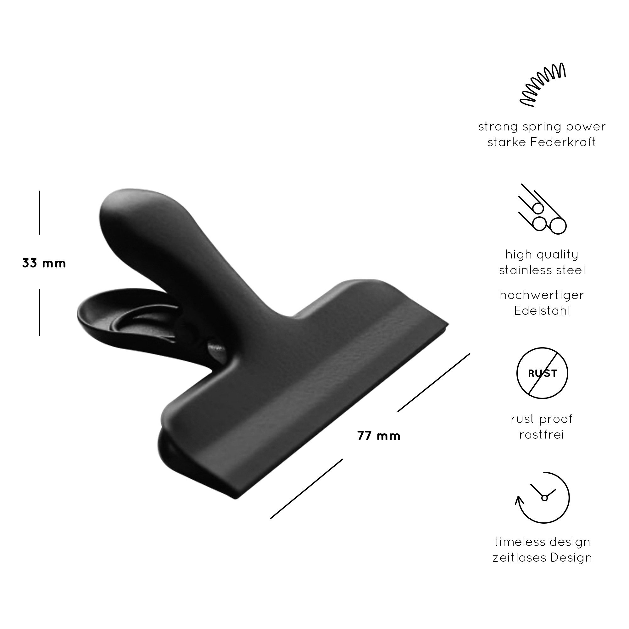 heimzeit Verschlussklammer heimzeit Verschlussclips - Edelstahl - für Lebensmittelbeutel, Tüten (Set, 8 Stück), Beutelclips für Lebensmittelverpackungen und Tüten