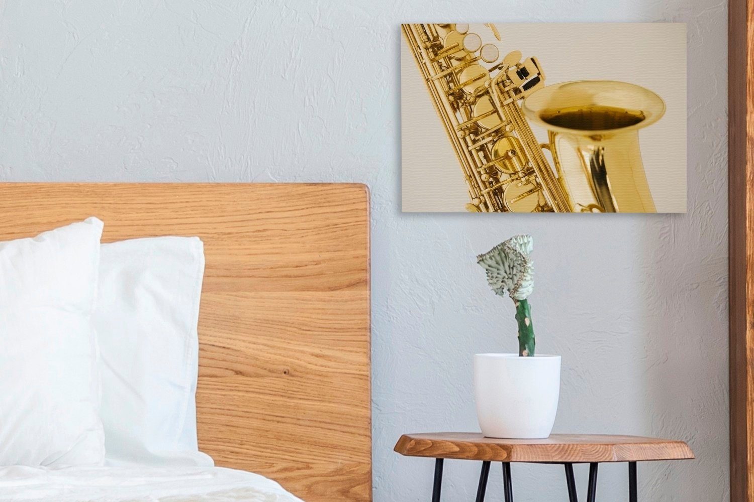 cm Saxophons, Wandbild OneMillionCanvasses® Nahaufnahme Wanddeko, goldenen St), Leinwandbild Aufhängefertig, Leinwandbilder, (1 eines 30x20