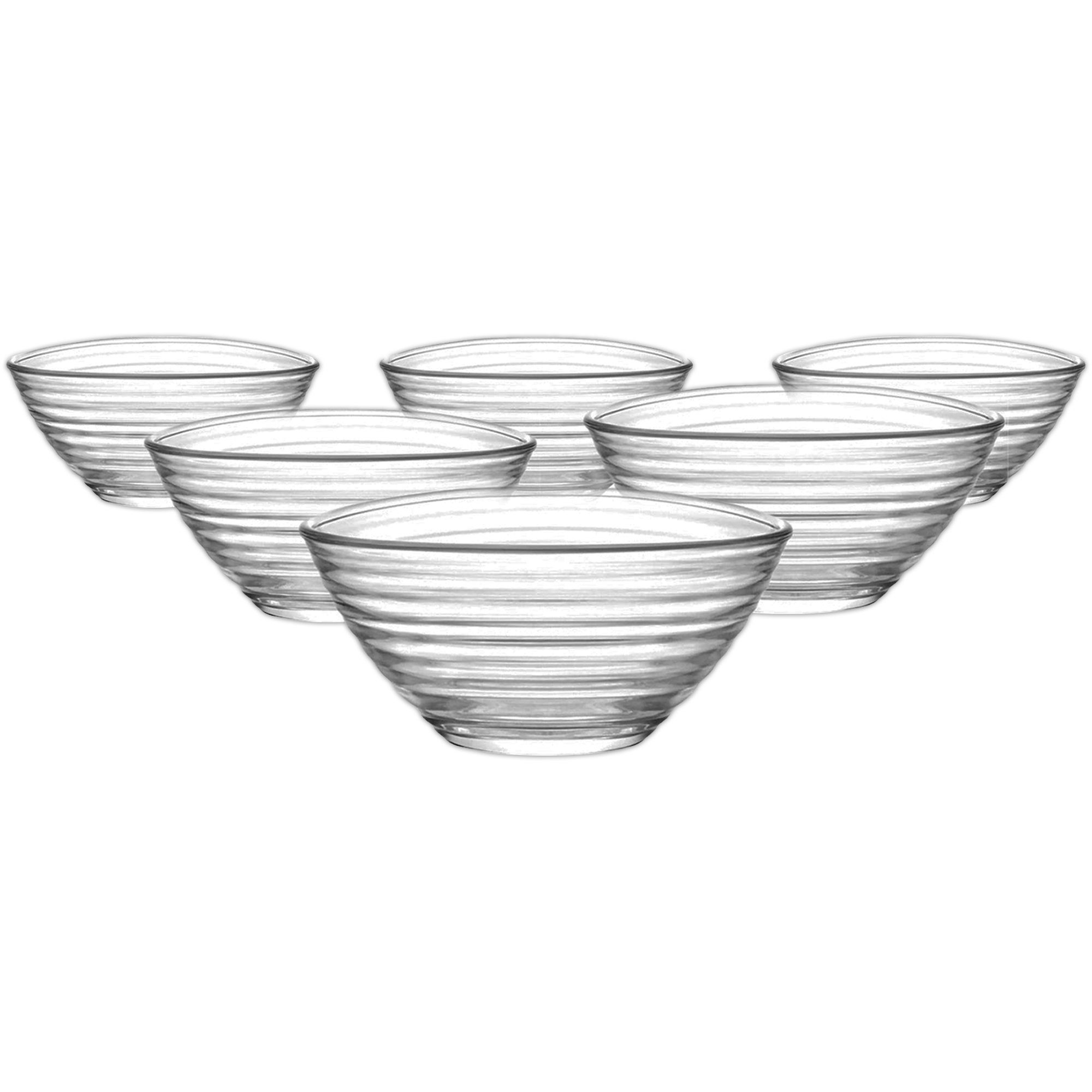 LAV Dessertschale LAV Derin Glasschalen - 300 ml (10 1/4 oz), Glas, (6er-Set, 6-tlg), Rillenmuster, spülmaschinengeeignet, ideal für Desserts, Snacks, Dips