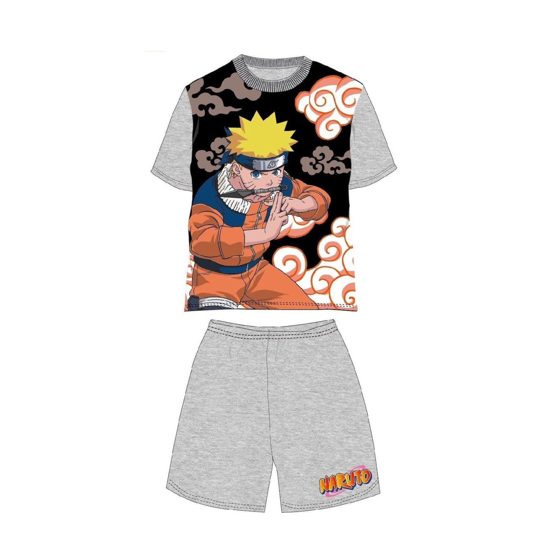 Naruto Pyjama Shortama aus Baumwolle Schlafanzug kurzer Nachtanzug für Kinder