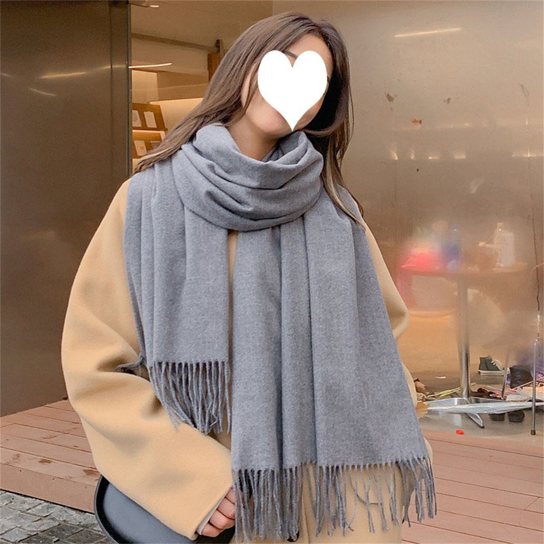 DÖRÖY Modeschal Männer Frauen Winter solide Farbe Schal, Mode Schal Schal Grau | Modeschals