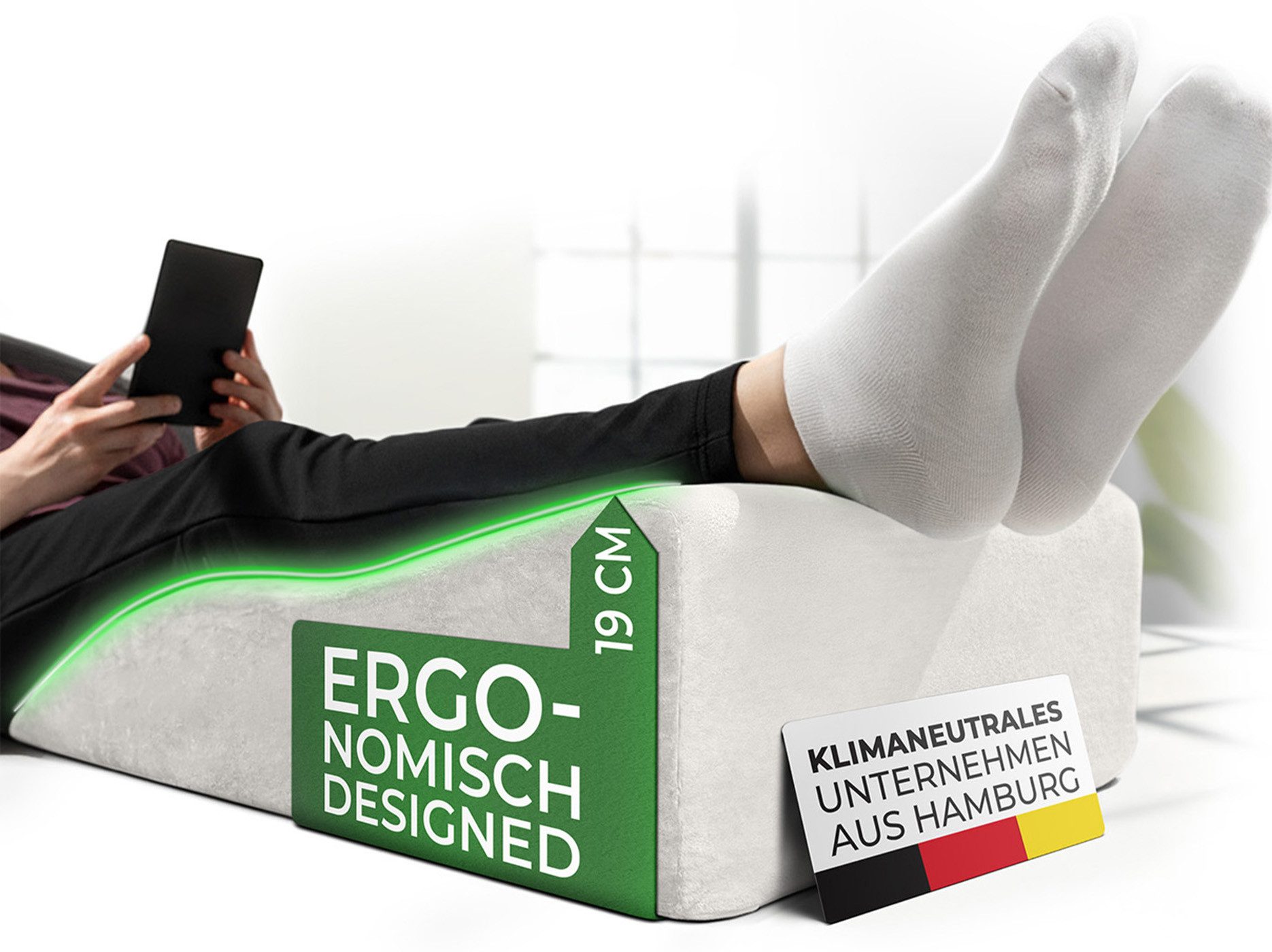 Well B4 Venenkissen zum Beine hochlagern - Beinhochlagerungskissen Beinauflage Keilkissen, Stützkissen für Beine & Knie ideal als Lymphkissen und Venenkeil, in 3 Größen