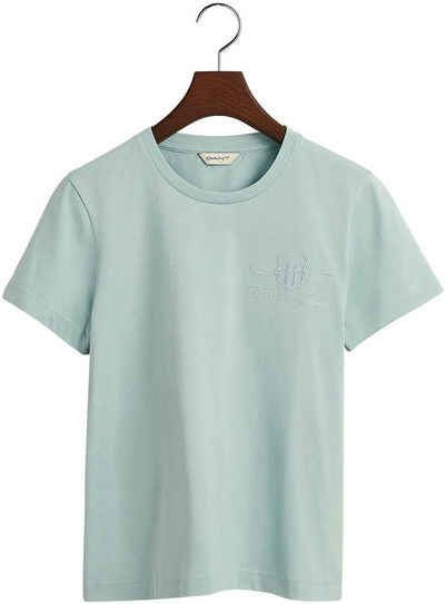 Gant T-Shirt REG TONAL SHIELD KA T-SHIRT mit Zwillingsnähten an den Saumkanten
