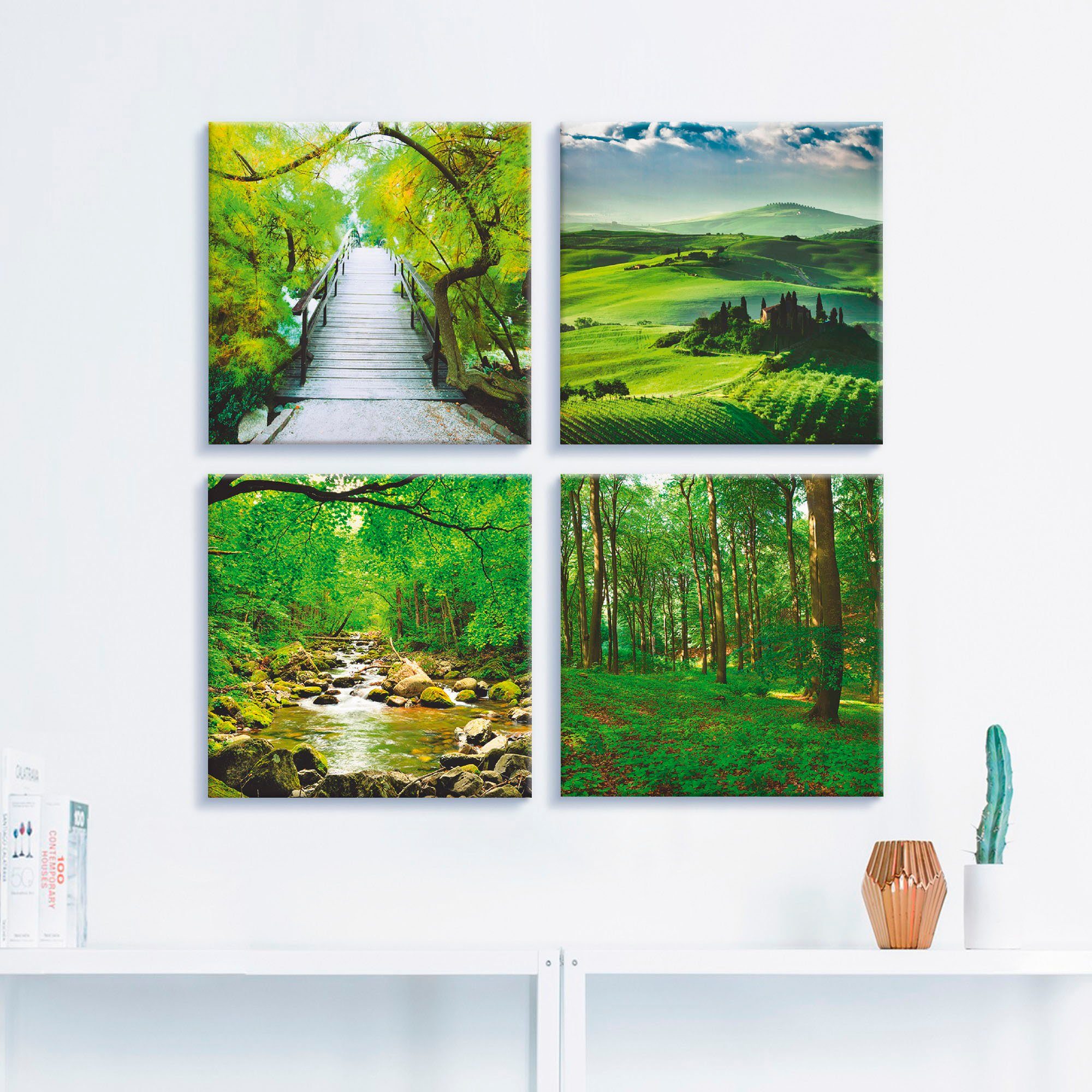 Artland Leinwandbild Japanische Brücke, Wiesen & günstig online kaufen