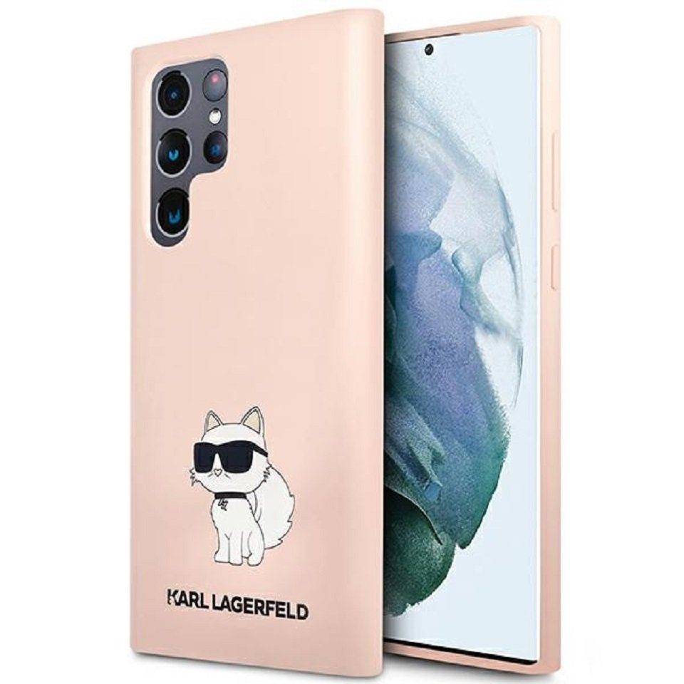 KARL LAGERFELD Handyhülle Case Samsung Galaxy S23 Ultra Silikon rosa Katze 6,8 Zoll, Kantenschutz