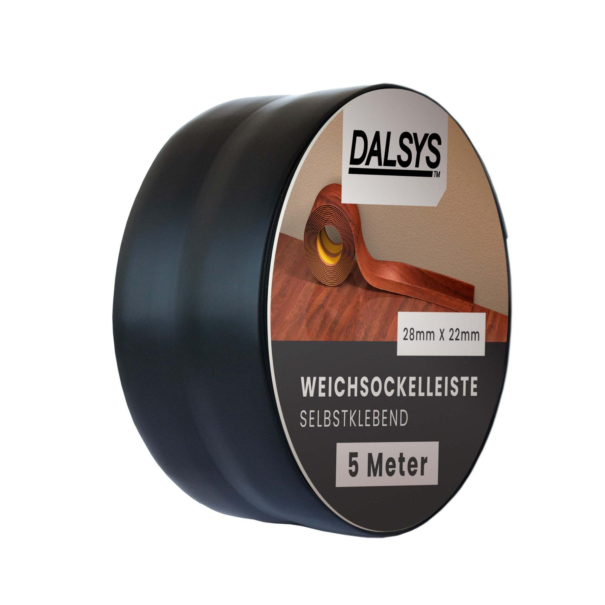 Dalsys Sockelleiste, L: 500 cm, Weichsockelleiste selbstklebend, 1-St., Klebeleiste, Abschlussleiste für Fugen in Wohnbereich, Küche, Bad