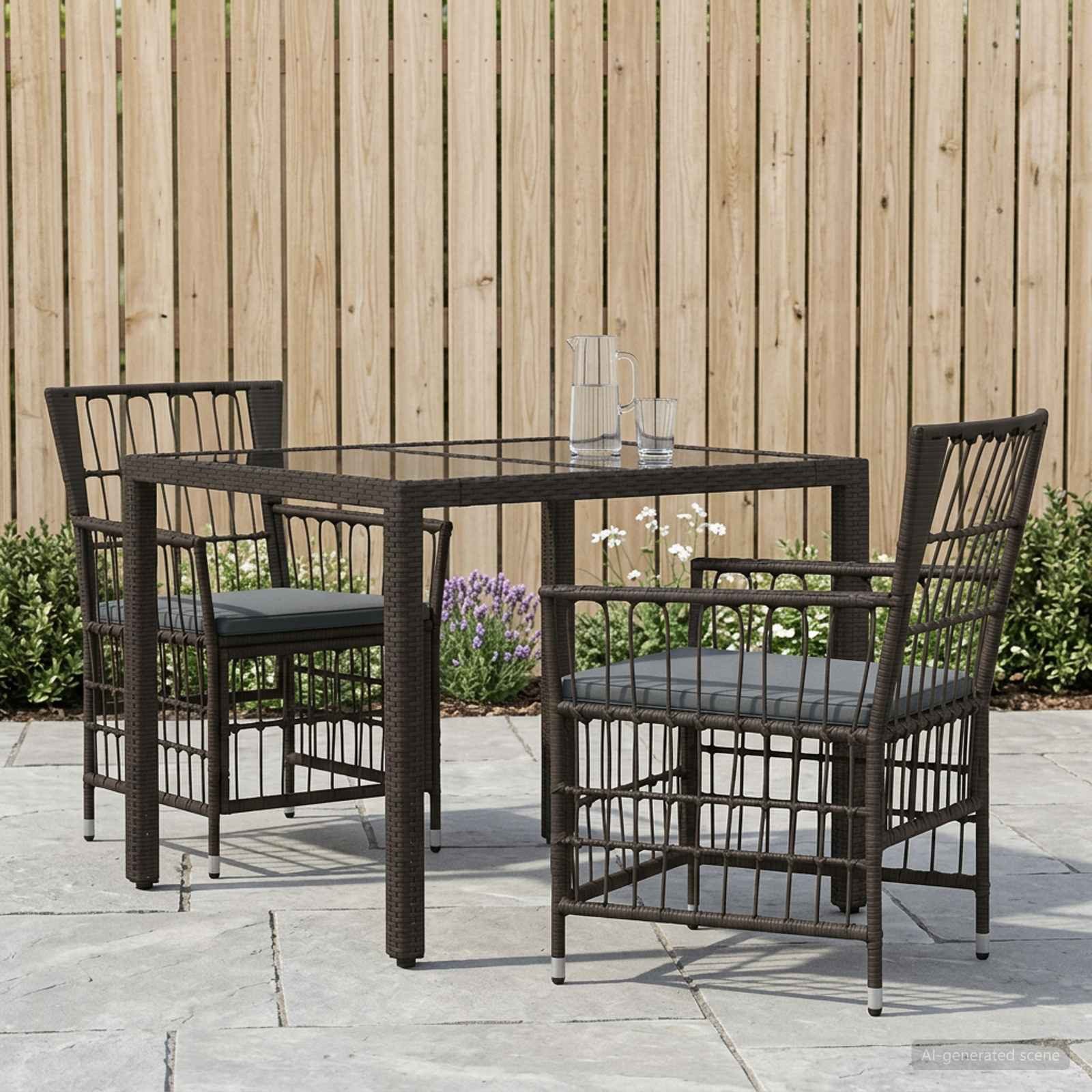 vidaXL Gartenlounge-Set Outdoor-Essgruppe 3 stk. Schwarz Poly-Rattan, (3-tlg)