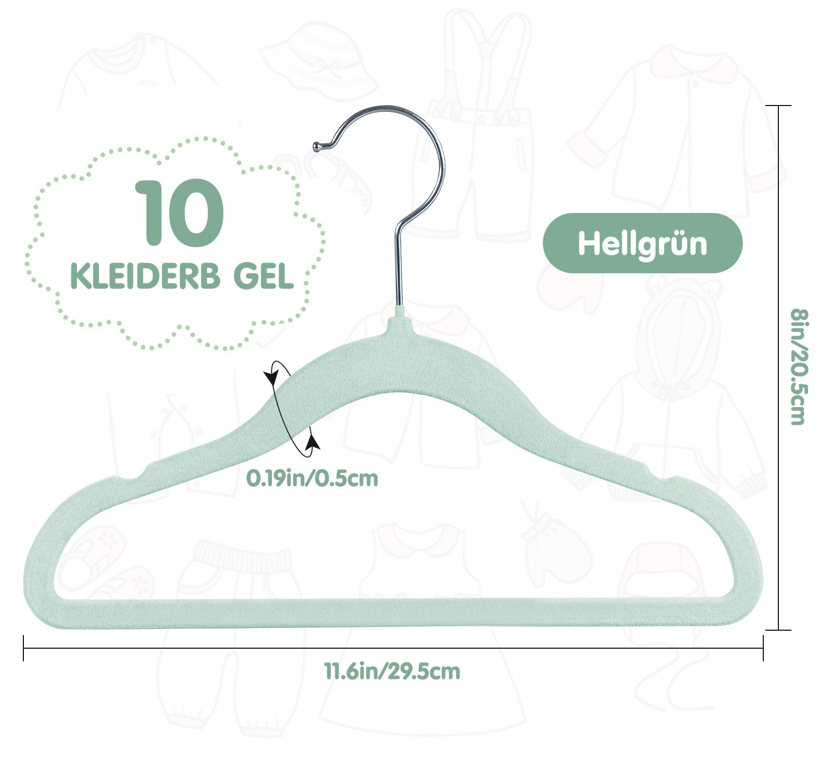 ElitVita Kleiderbügel 10-100 Stück Kinder Kleiderbügel, Samt, Anti-Rutsch, günstig online kaufen