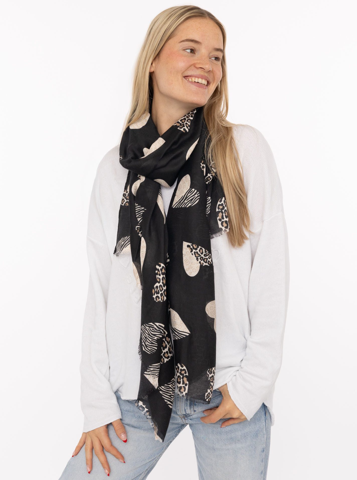 Zwillingsherz Schal "Safari Hearts", angesagtes Herzmuster im Leolook