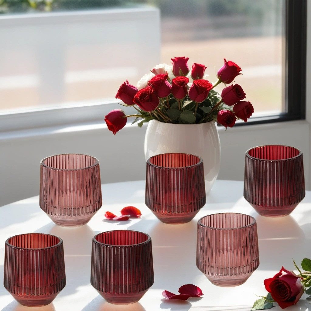 BOLTZE Windlicht Teelichthalter aus Glas 8 cm Kerzenständer & Windlichter Frühling Deko (6 St), aus Glas