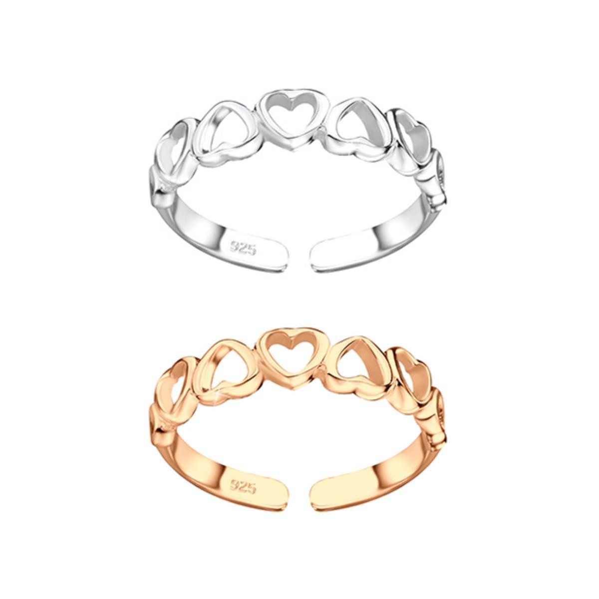 Order & Smile Schmuck Zehenring Herz Zehenring 925 Silber, gestempelt