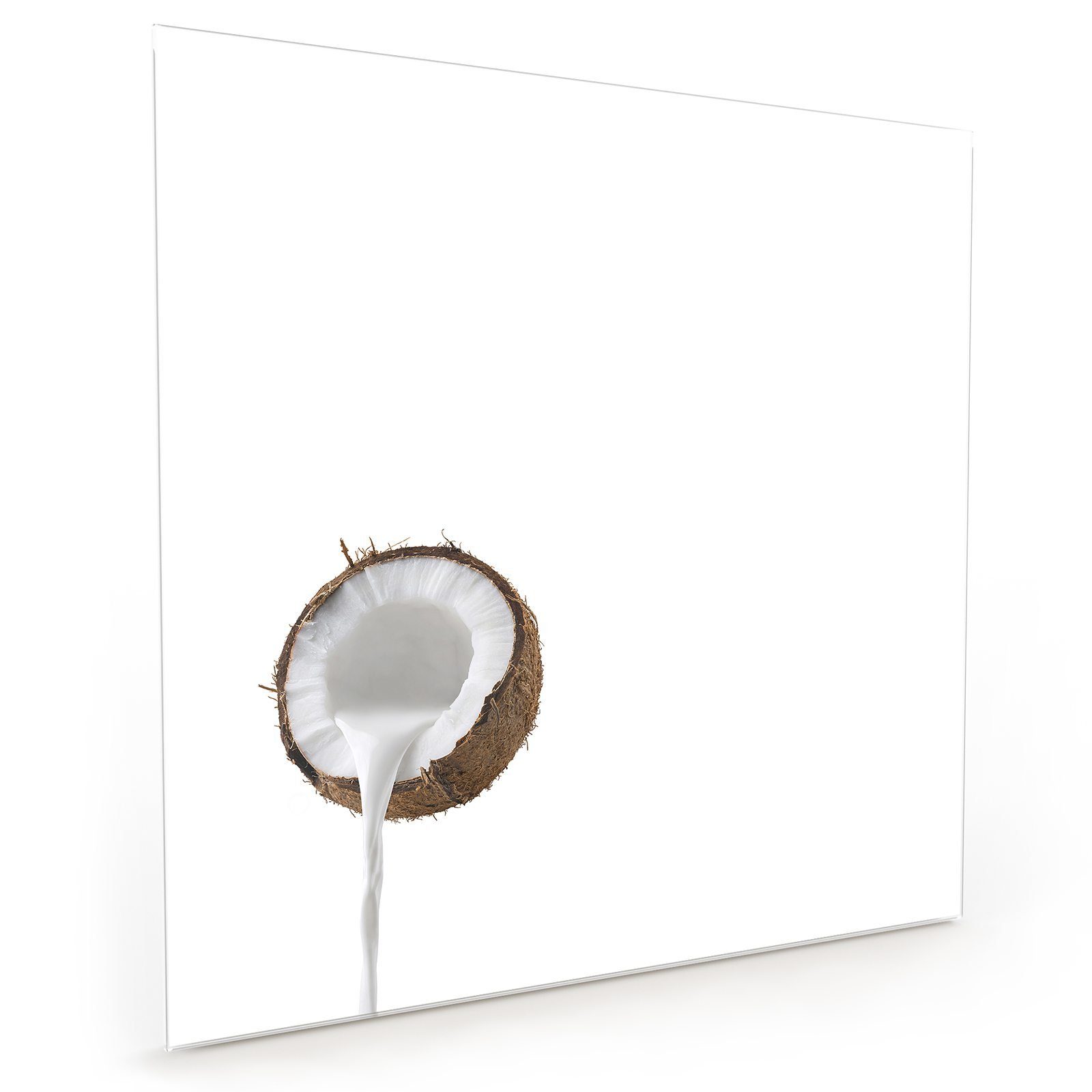 Primedeco Küchenrückwand mit Milch Glas Motiv Kokosnuss Spritzschutz aus Küchenrückwand