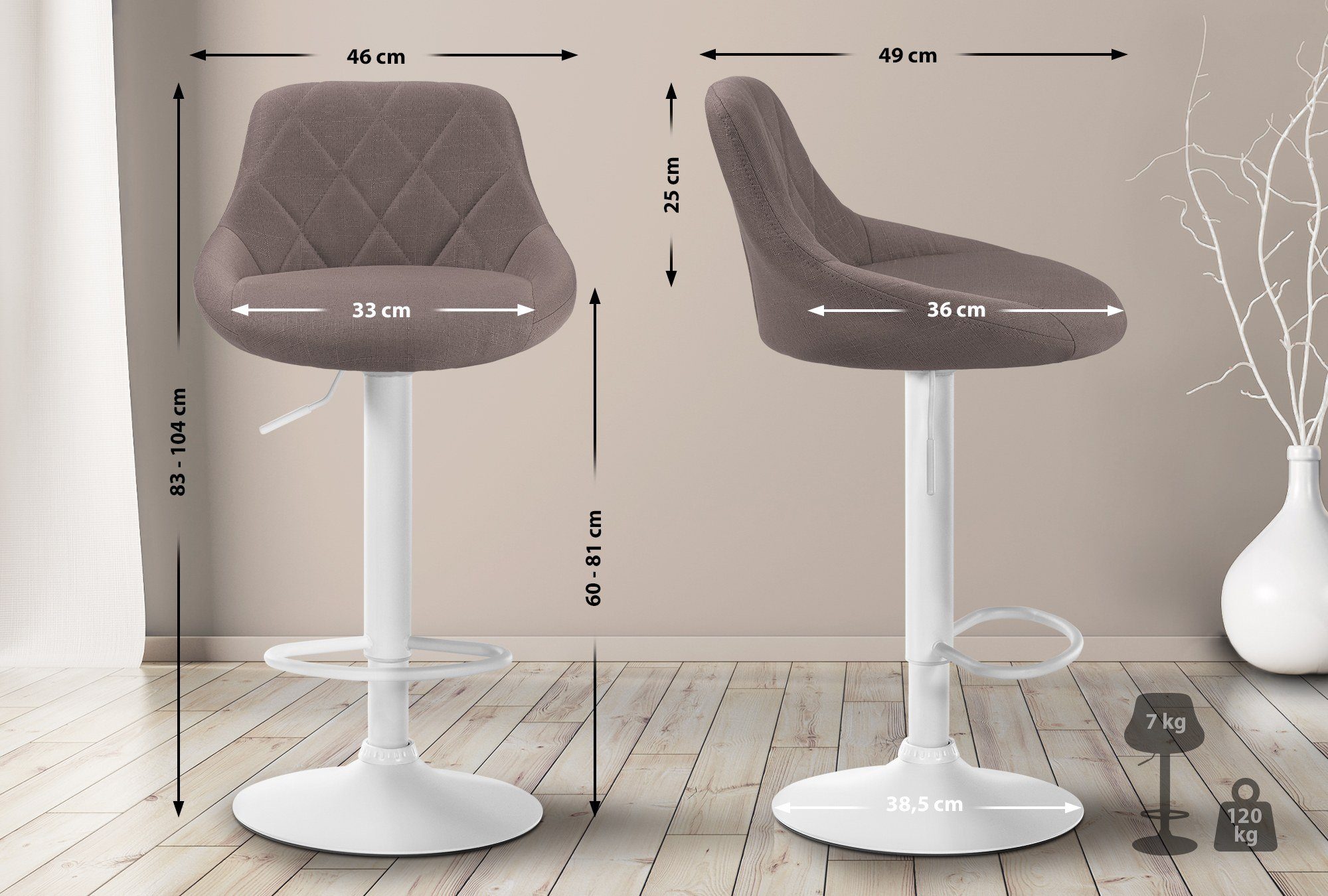 CLP Barhocker Lazio Stoff, höhenverstellbar und günstig online kaufen