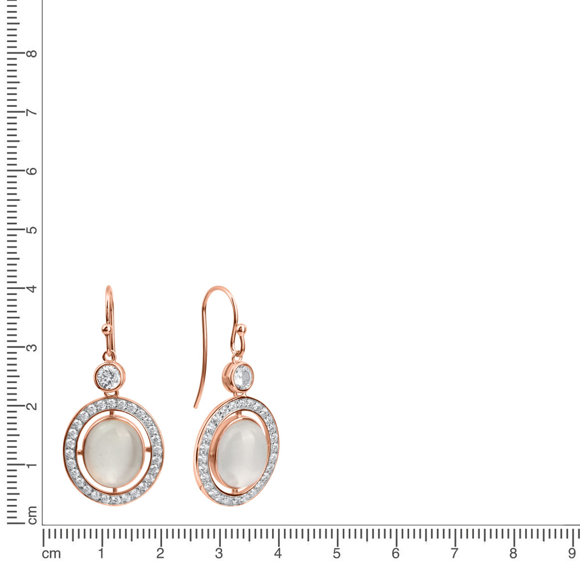Zeeme Paar Ohrhänger Silber 925 rosé vergoldet Zirkonia Mondstein echt günstig online kaufen