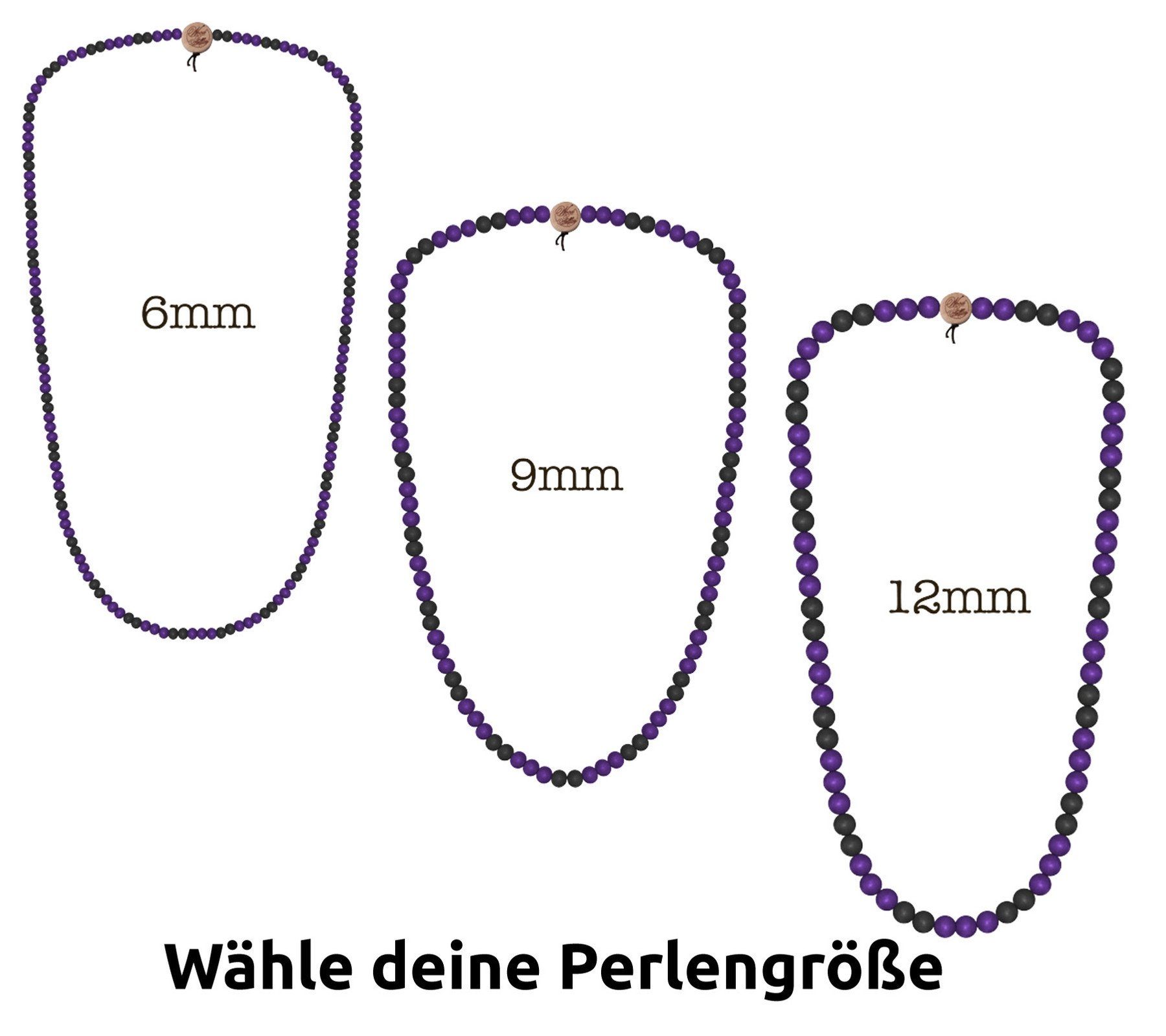 WOOD FELLAS Halsband WOOD FELLAS Hals-Schmuck stylische Holz-Kette Deluxe Pearl Necklace Mode-Schmuck Lila/Schwarz