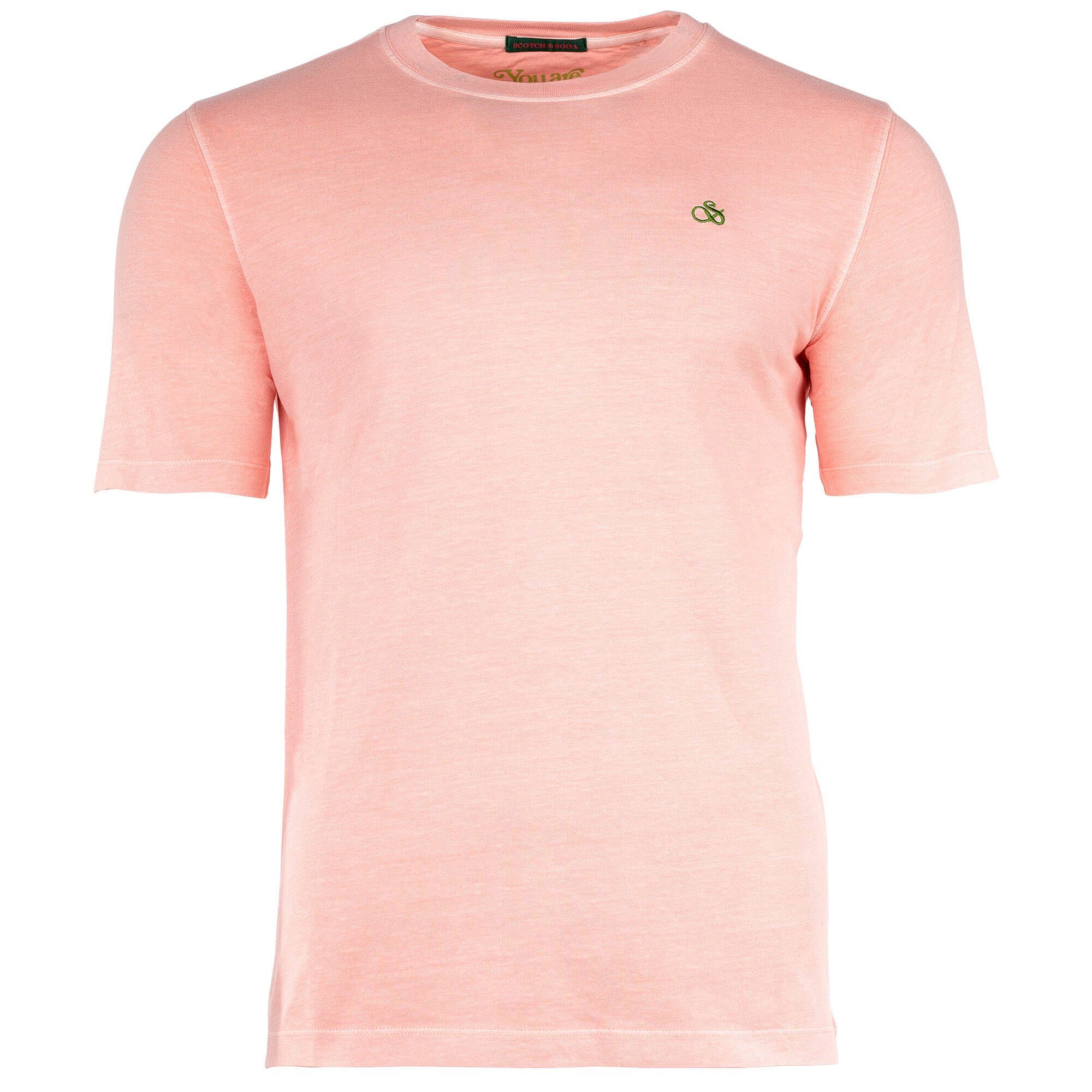 Scotch & Soda T-Shirt Herren T-Shirt - Regular Fit Garment-Dyed Logo Pink (Pink Dancer)