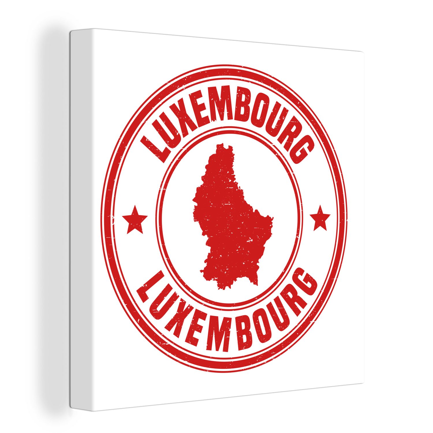Leinwand für Wohnzimmer Illustration Luxemburg, OneMillionCanvasses® einer Bilder von Briefmarke (1 Leinwandbild roten St), Schlafzimmer