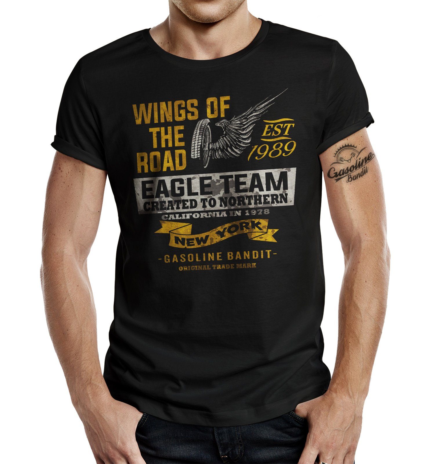 of Biker: GASOLINE Road Racer Wings T-Shirt für The BANDIT®