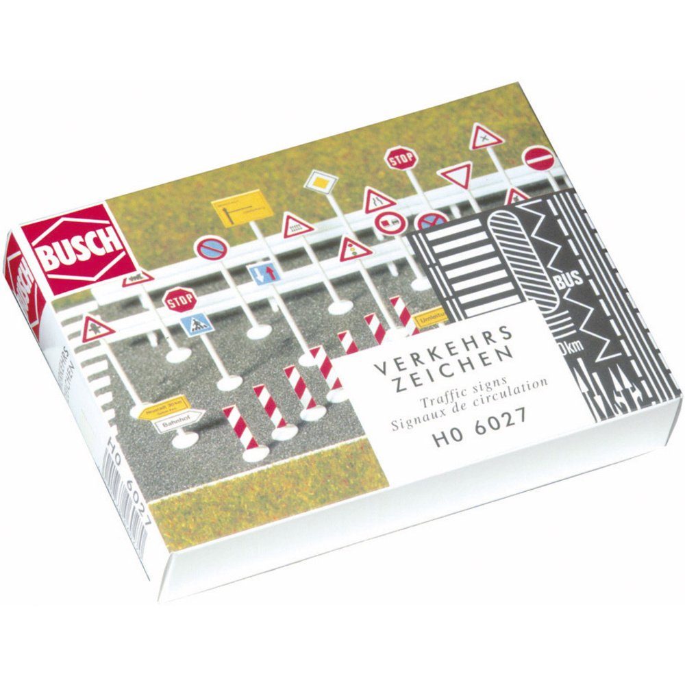 Busch Modelleisenbahn-Verkehrszeichen Busch 6027 H0 Set Verkehrszeichen Bausatz