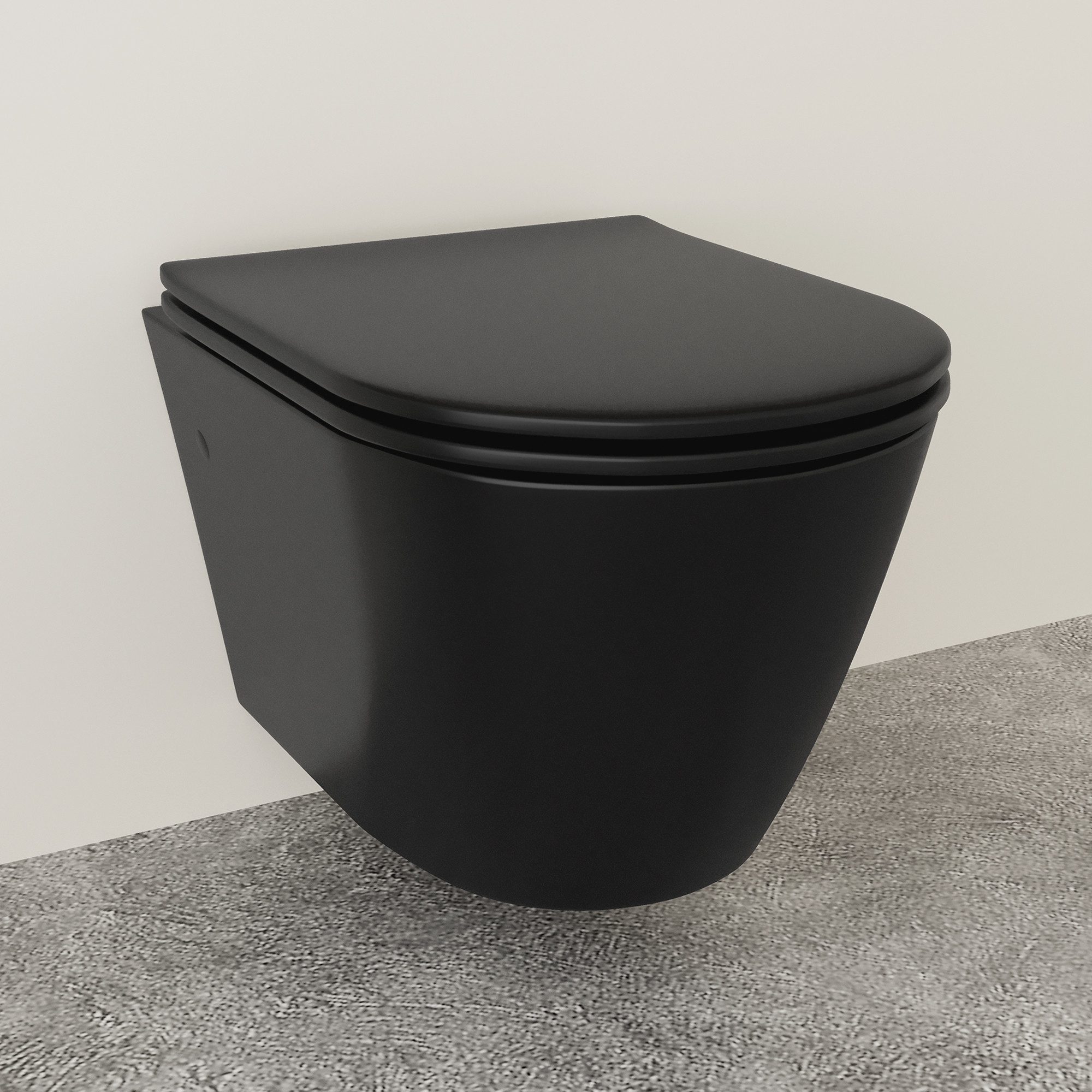 Alpenberger WC-Komplettset Spülrandloses WC – Toilette mit WC Deckel mit Absenkautomatik Schwarz, wandmontage, (Kloschüssel mit WC Sitz Schwarzes Klo), Hänge WC Schwarz Matt für Bad und Gäste WC