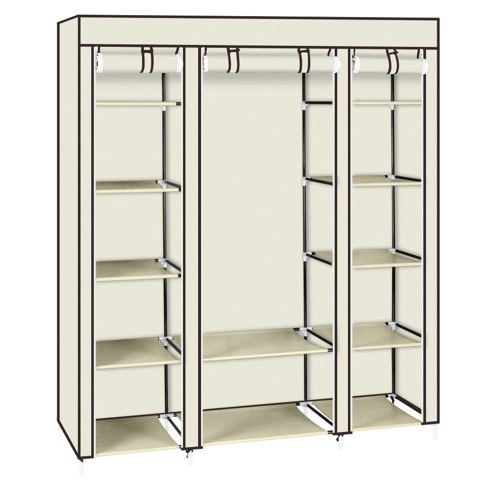 VINGLI Stoffschrank Kleiderschrank, 150 x 45 x 175 cm, Faltschrank, Stoffschrank mit Kleiderstange, Stabil, mit Fächern, viel Stauraum