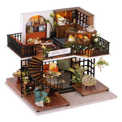 Cute Room 3D-Puzzle DIY holz Miniature Haus Puppenhaus Teehaus, Puzzleteile, 3D-Puzzle, Miniaturhaus, Maßstab 1:24, Modellbausatz zum basteln
