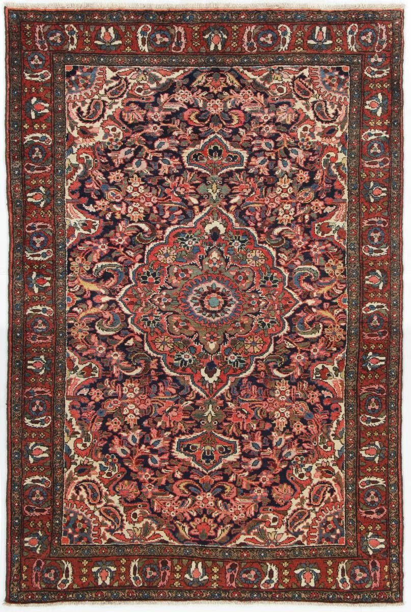 / Orientteppich Höhe: Hamadan Handgeknüpfter Orientteppich Perserteppich, 8 mm Nain Antik rechteckig, Trading, 141x214