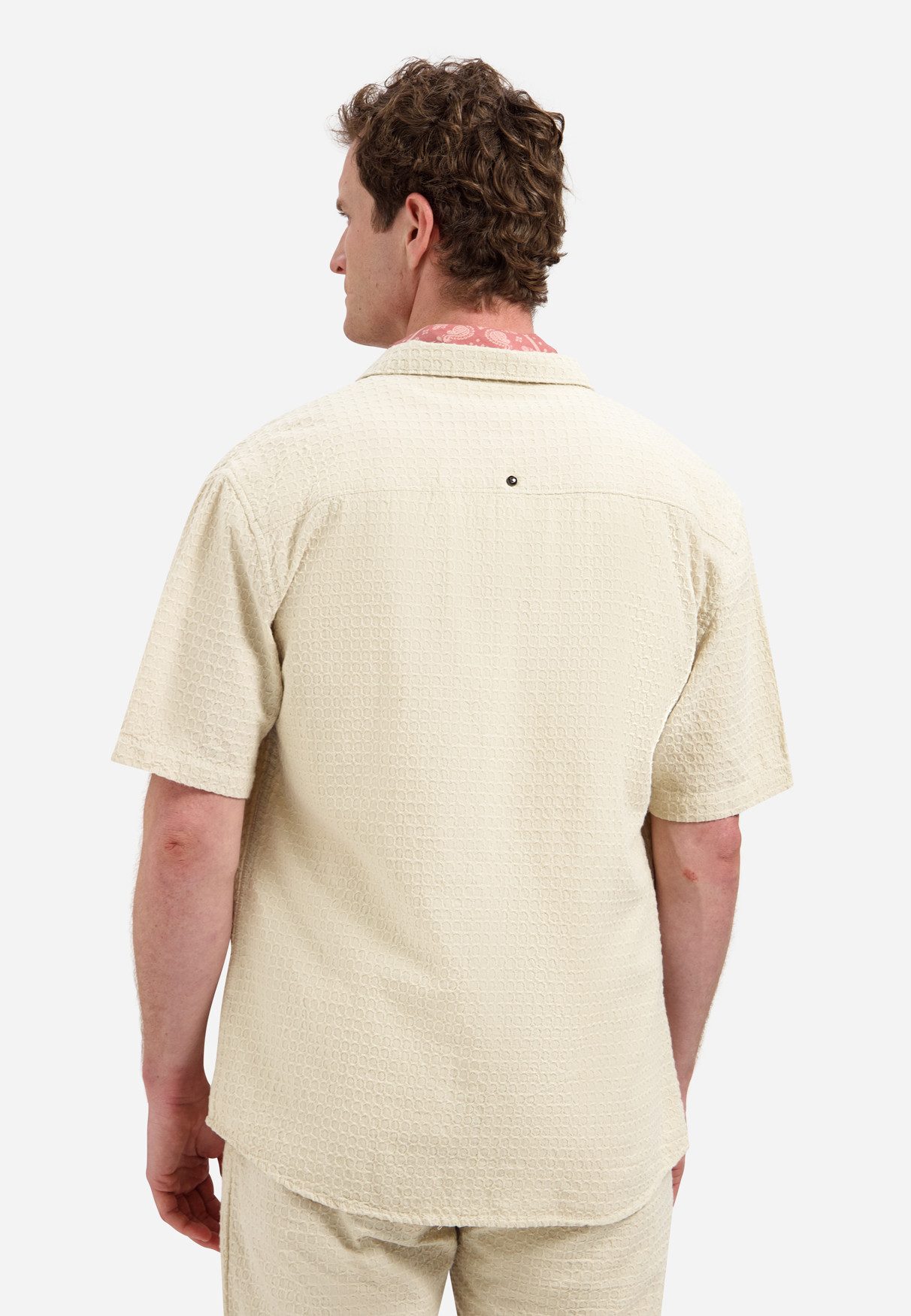 NO EXCESS Kurzarmhemd Shirt Short Sleeve Jacquard Uni - Sommershirt - Herrenhemd