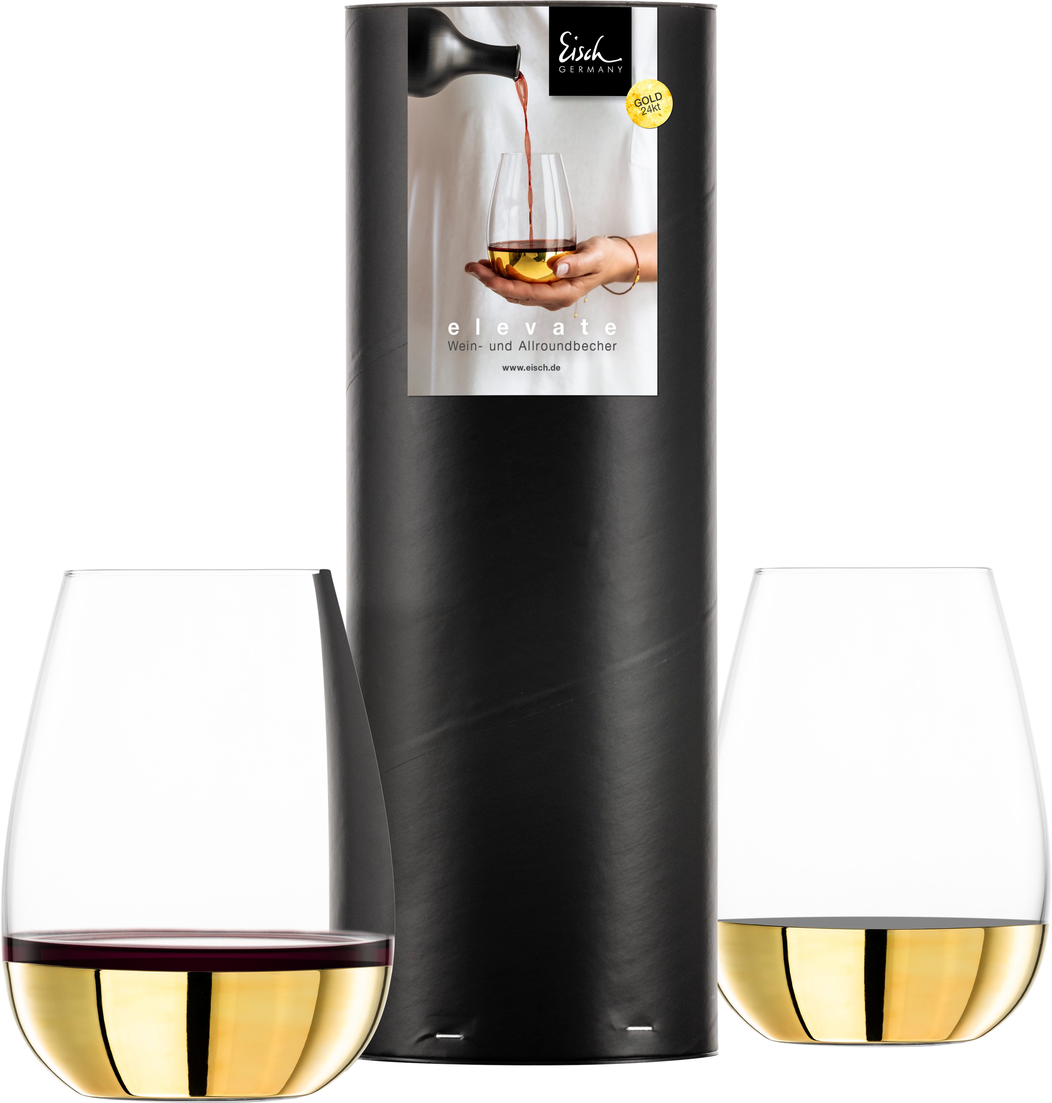 Eisch Germany Becher ELEVATE, Gold, Kristallglas, Allround/Wein-Becher in Geschenkröhre
