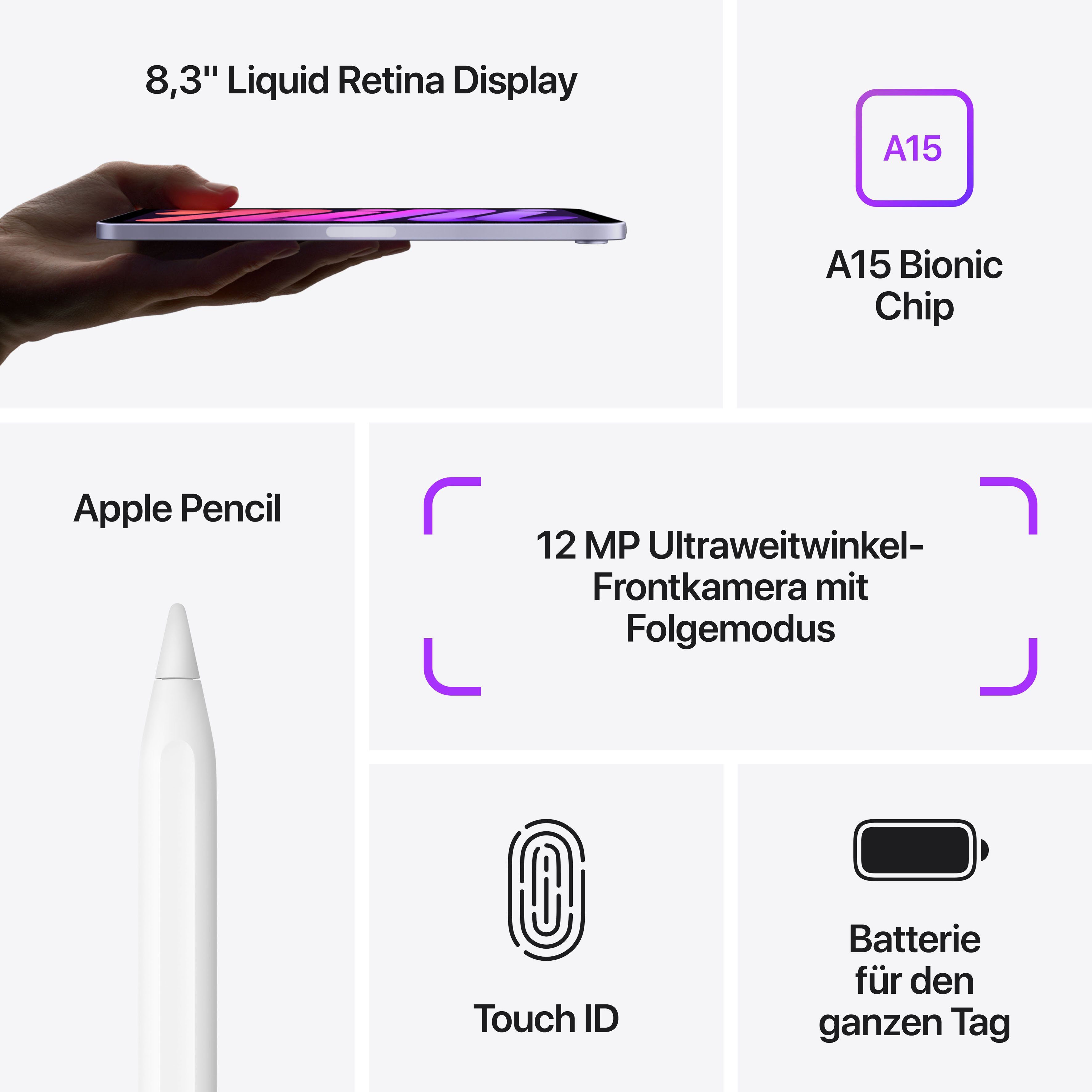 Purple GB, mini iPadOS) Apple (2021) Wi-Fi Tablet iPad 256 (8,3",