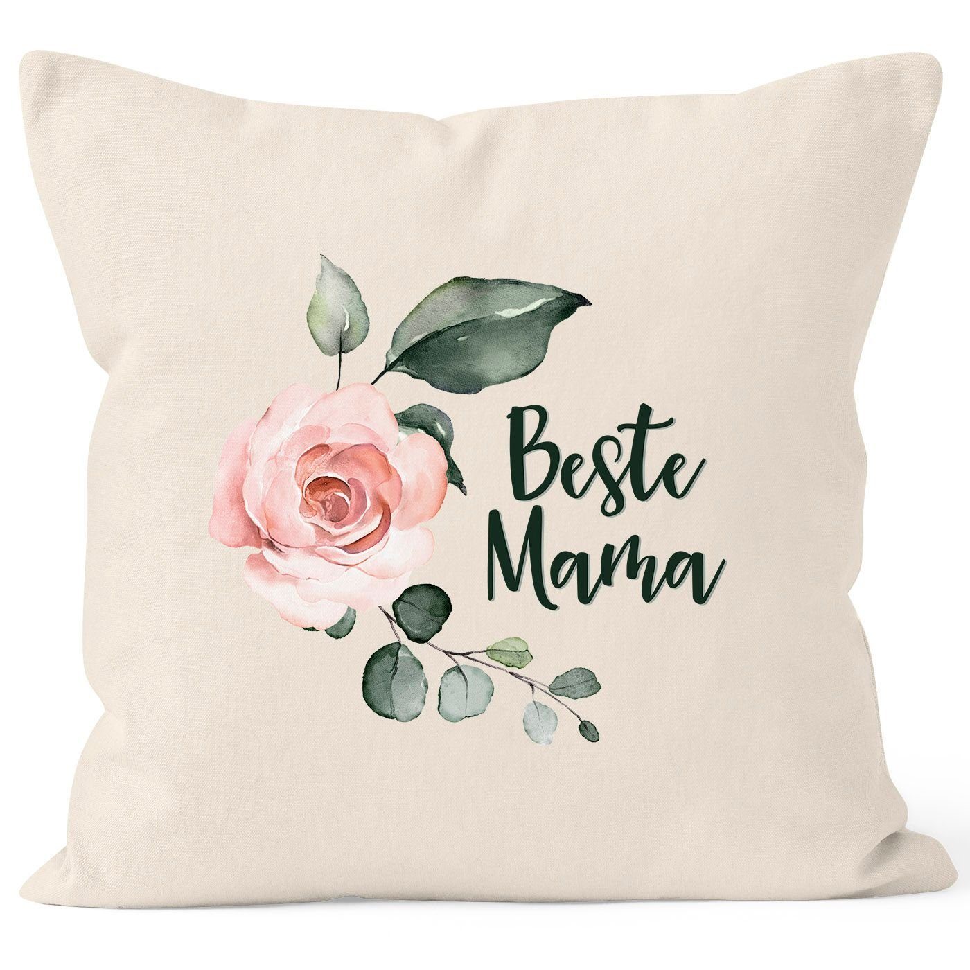 MoonWorks Dekokissen Kissen-Bezug Beste Mama Geschenk Muttertag Watercolor Kissen-Hülle Deko-Kissen Baumwolle MoonWorks® natur