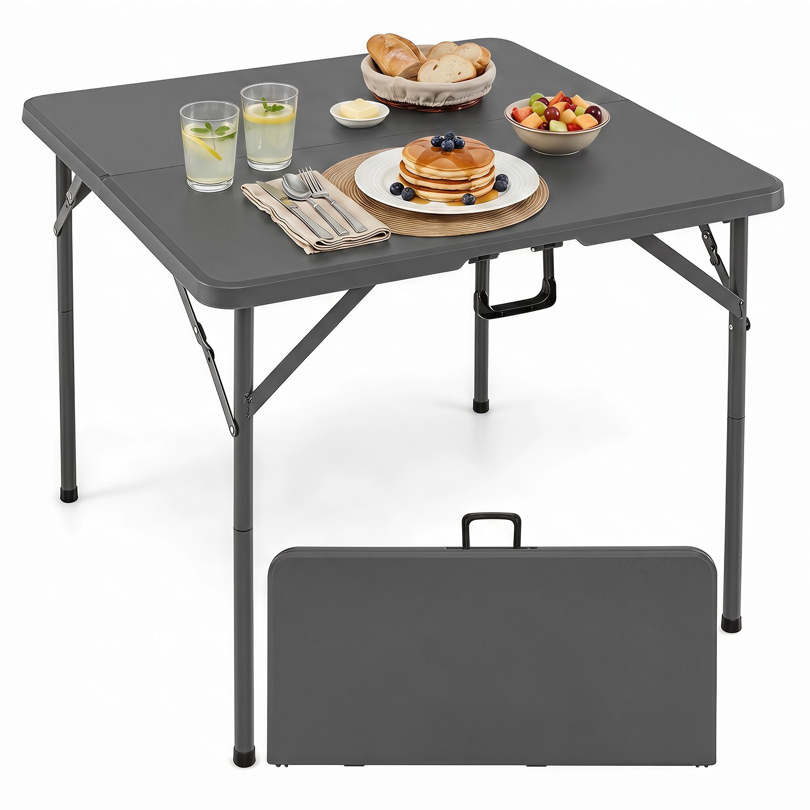 COSTWAY Gartentisch, Klapptisch quadratisch, Campingtisch für 4 Personen