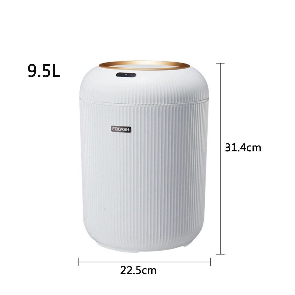 POPOLIC Mülleimer Intelligenter Sensor-Mülleimer, Haushaltsmülleimer, 9.5L, weiß, geeignet für Küche, Badezimmer, Wohnzimmer und Schlafzimmer