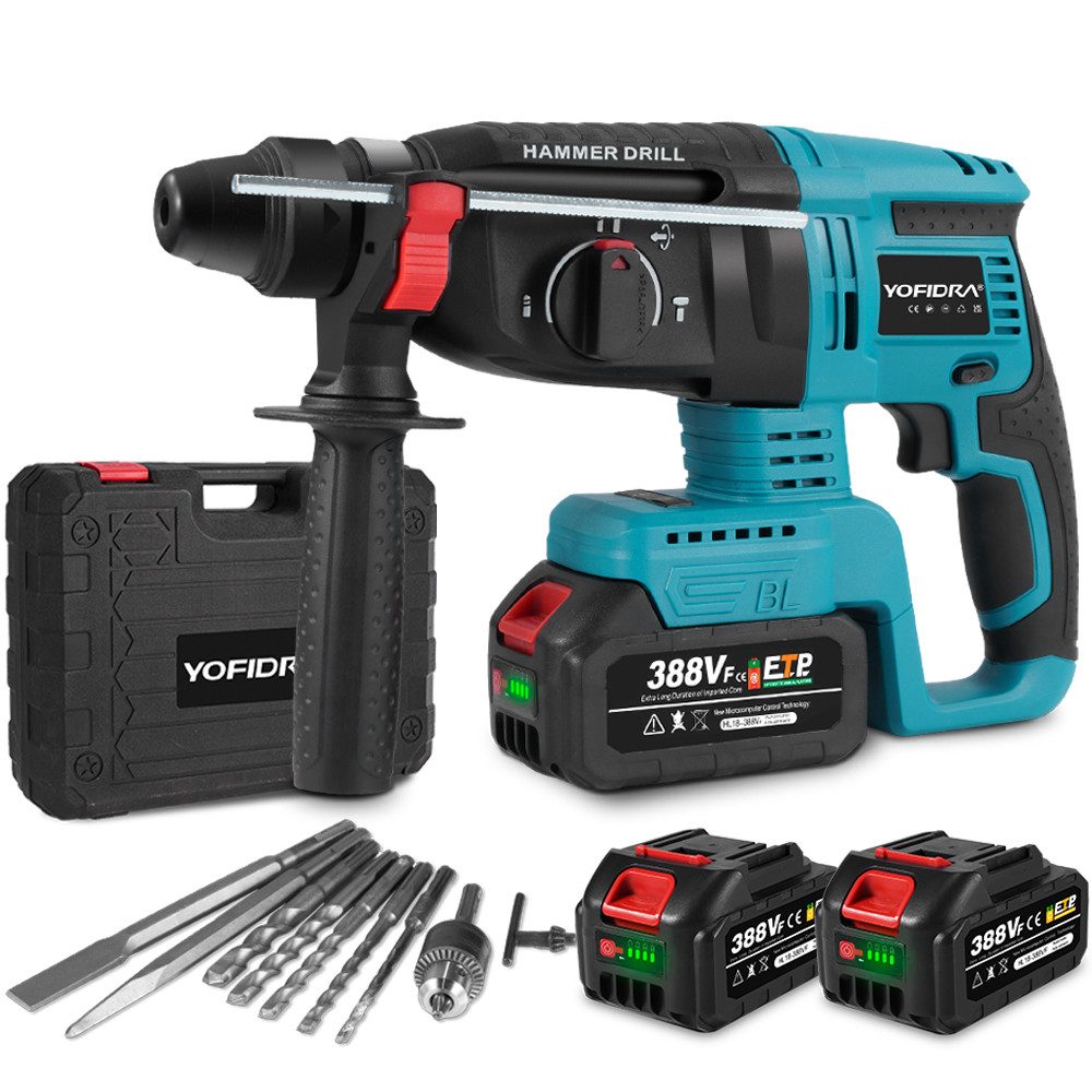 Yofidra Akku-Bohrhammer SDS-plus Schlaghammer mit 2,1J Schlagenergie & 2x A günstig online kaufen