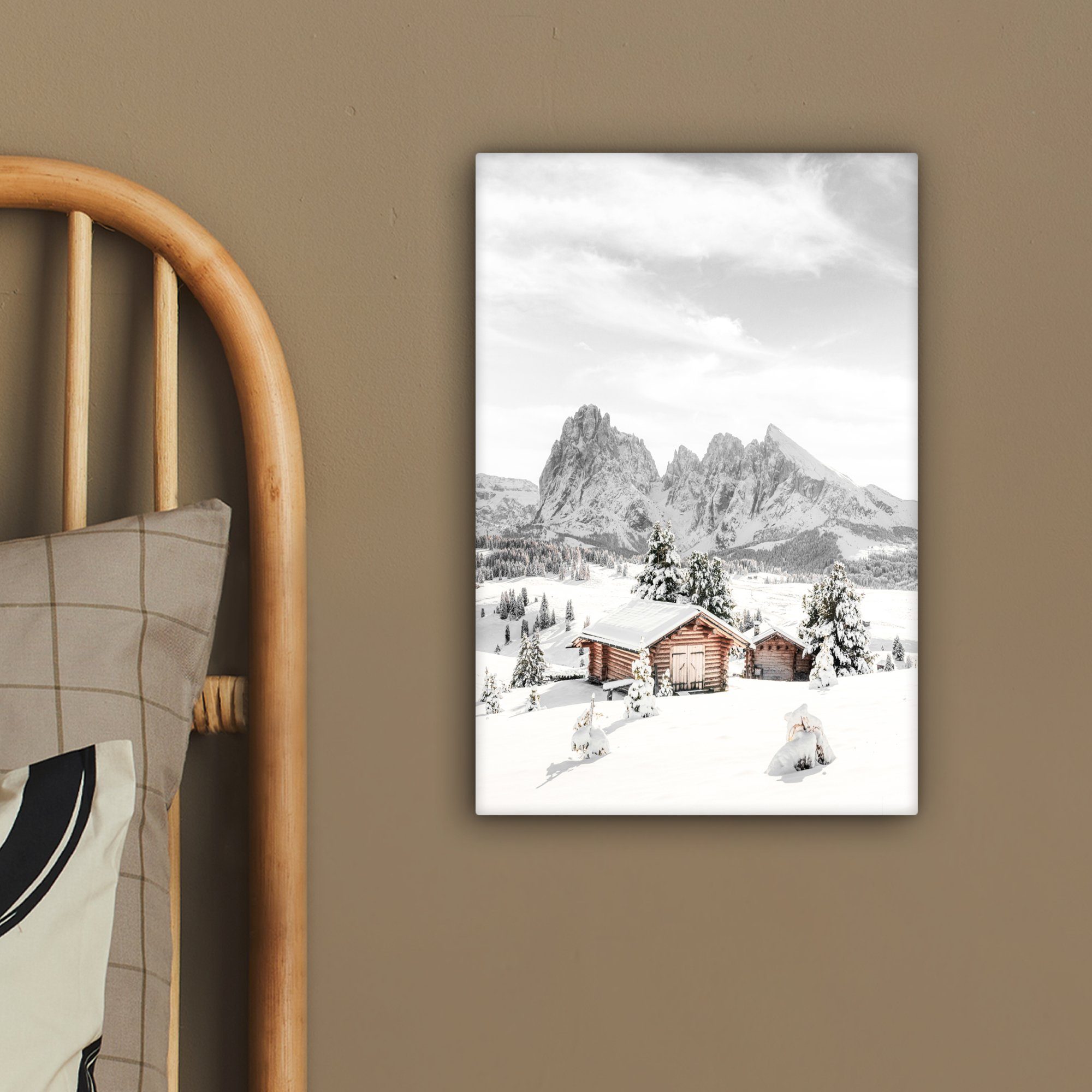 OneMillionCanvasses® Leinwandbild Winter - Berge - Landschaft - Schnee, Fotodruck (1 St), Leinwand Canvas Wandbild, Wanddekoration 20x30 cm – Bild 4 von 5