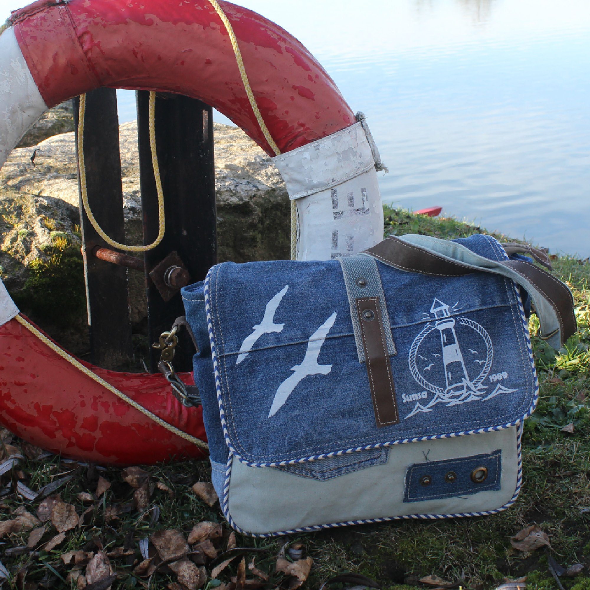 Sunsa Messenger Bag Messenger Bag Maritim Tasche Umhängetasche Crossbody Bag Meerliebhaber, Aus recycelten Materialien