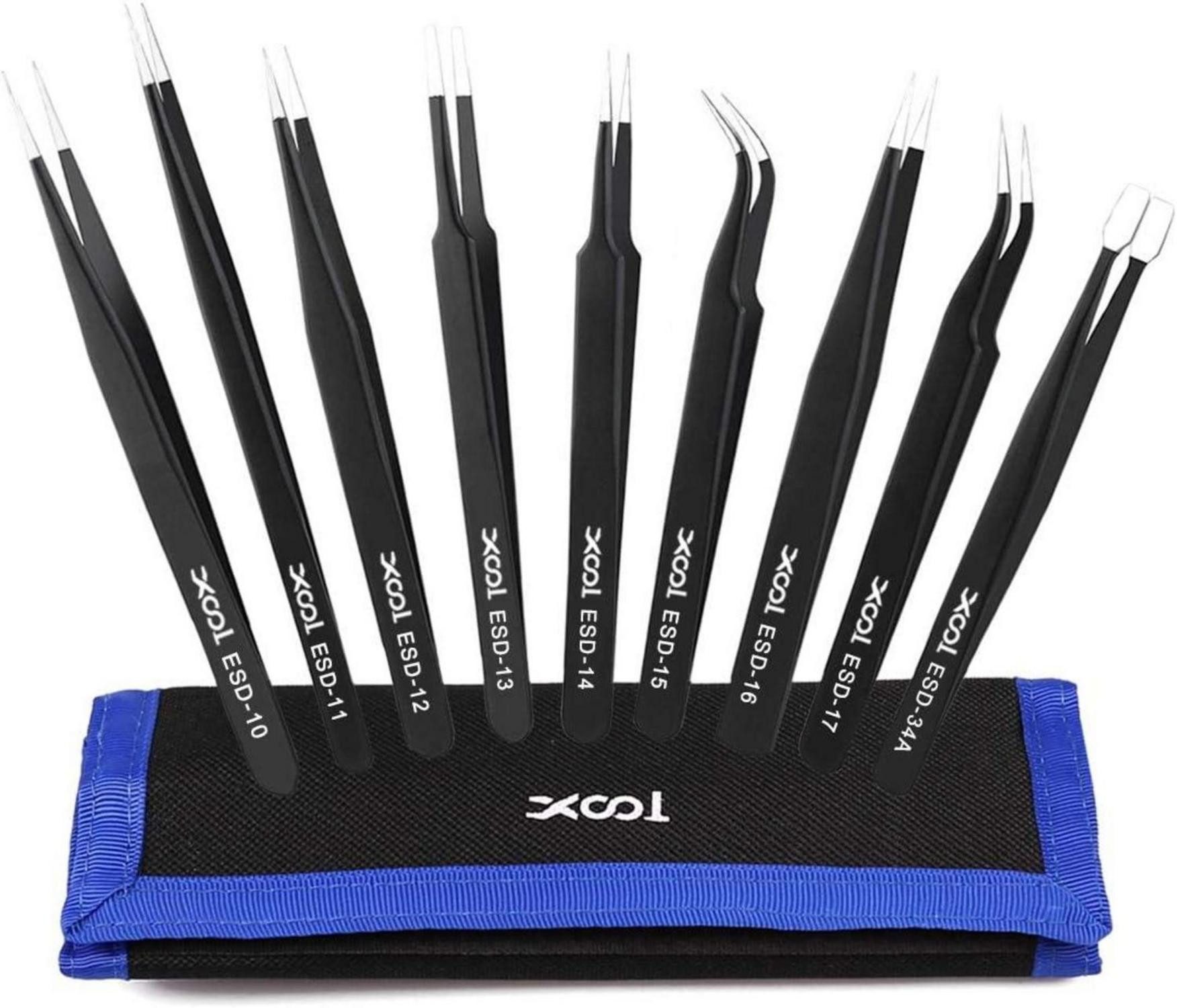 Multitool Pinzetten Set 9-teilig Präzisions-Pinzette Edelstahl ESD Sicherheit
