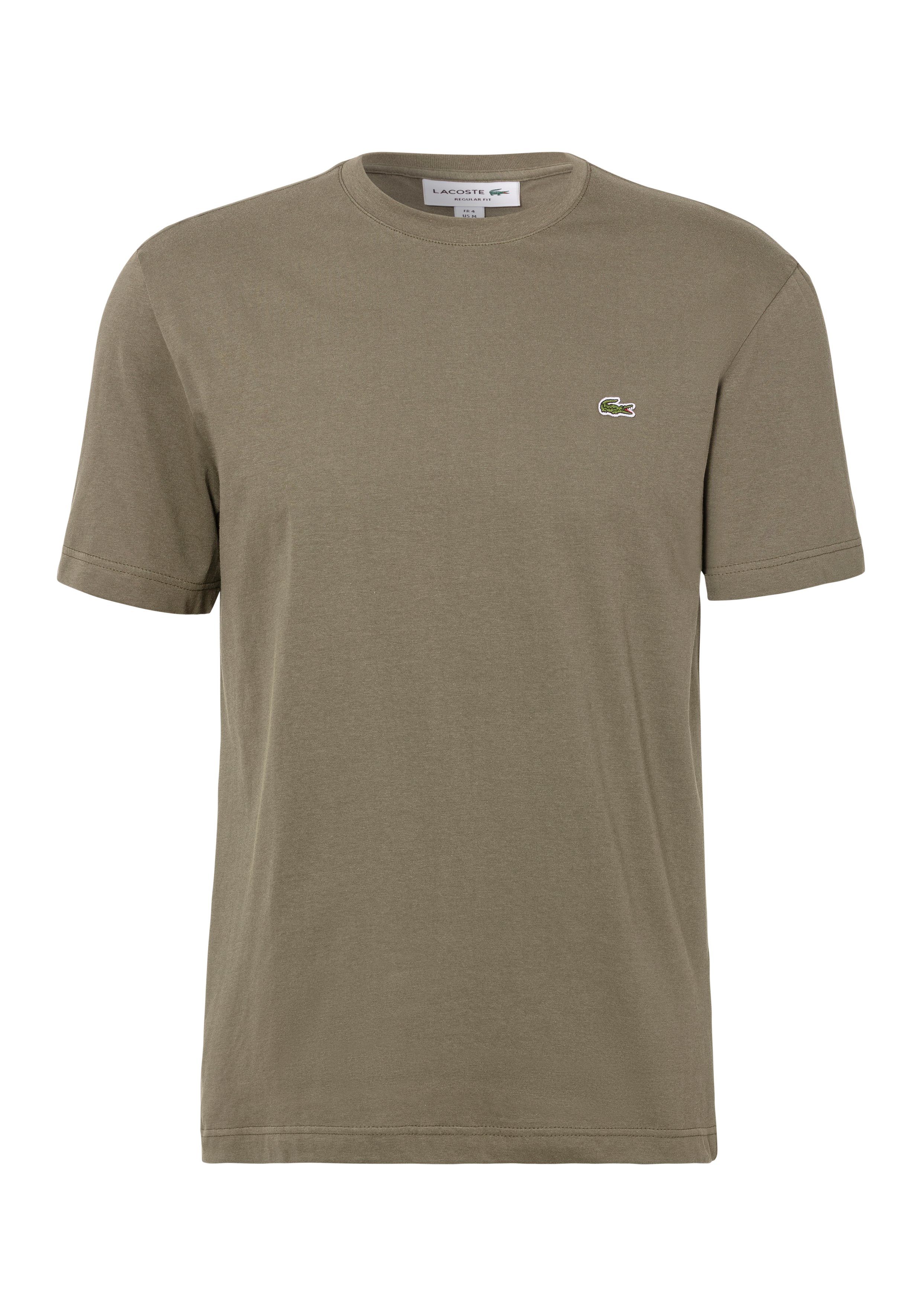 Rundhalsausschnitt T-Shirt (1-tlg) khaki mit Lacoste
