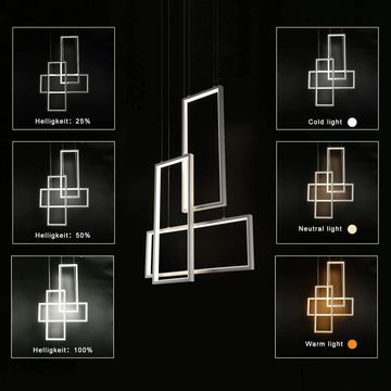 ZMH LED Pendelleuchte Hängelleuchte Dimmbar 3-flammig 74W Hängelampe mit Fernbedienung, LED fest integriert