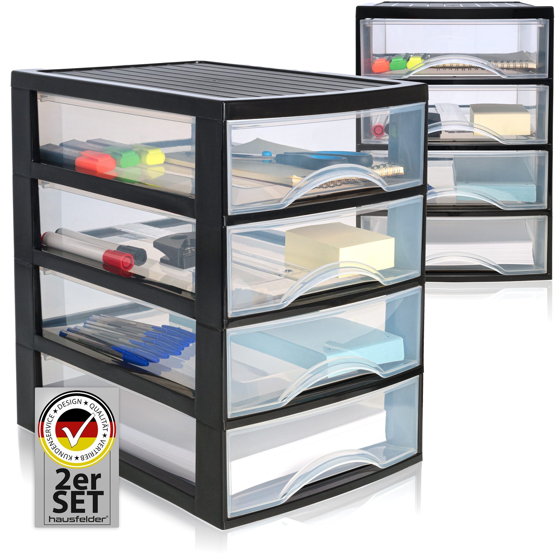 Hausfelder Schubladenbox Schubladenschrank A4, 4 Schubladen (2er Pack), (1- günstig online kaufen
