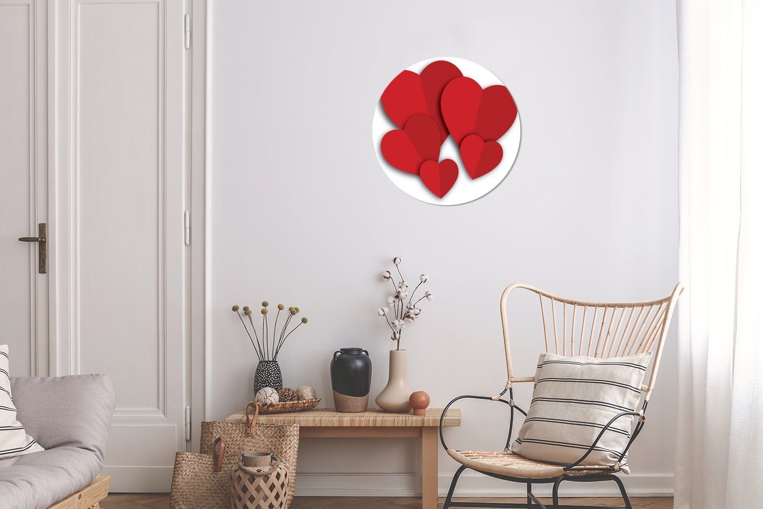 Wandsticker Rund, fünf Eine (1 St), Tapetenaufkleber, MuchoWow roten Illustration Tapetenkreis Kinderzimmer, Wohnzimmer von Herzen für